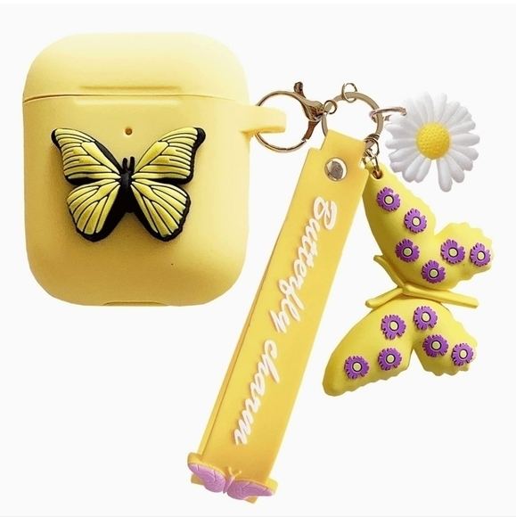 Airpods Case Butterflies Airpod Gen 1 Case Cute Airpods Gen 2 Case Yellow - Picture 5 of 5